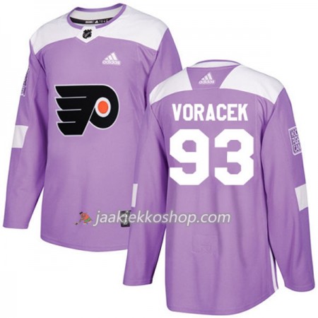 Miehille NHL Philadelphia Flyers Pelipaita Jakub Voracek 93 Adidas 2017-2018 Violetti Fights Cancer Practice Authentic